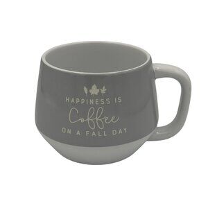 Simply Autumn Happiness is Coffee on a Fall Day  Gray & White Coffee Mug
